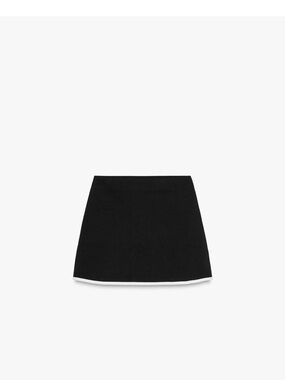 Zara Black Mini Skirt with White Hem